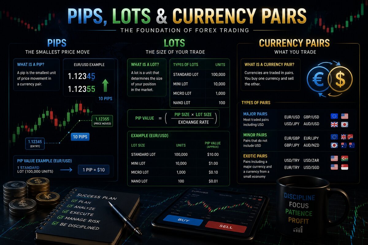 Pips, lots and currency pairs